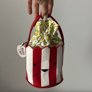 Cute POPCORN hand bag striped color block bucket purse